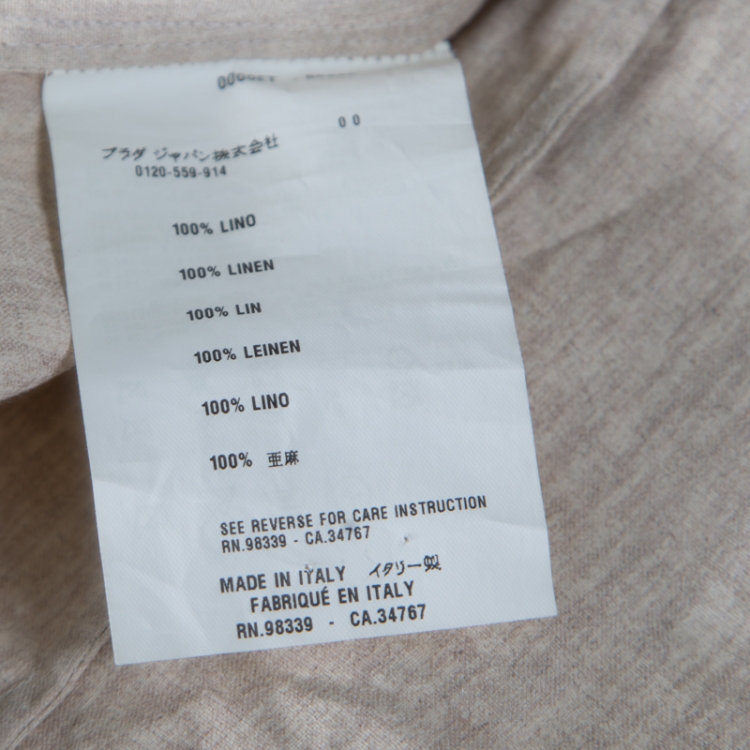 Pre Owned Prada Beige Coated Linen Puffed Sleeve Blouse S