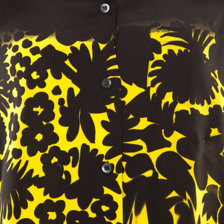 Pre Owned Prada Multicolor Floral Printed Silk Long Sleeve Shirt M