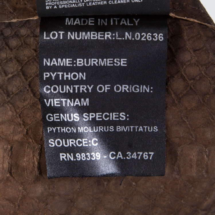 Pre Owned Prada Brown Python Leather Button Front Long Sleeve Shirt M