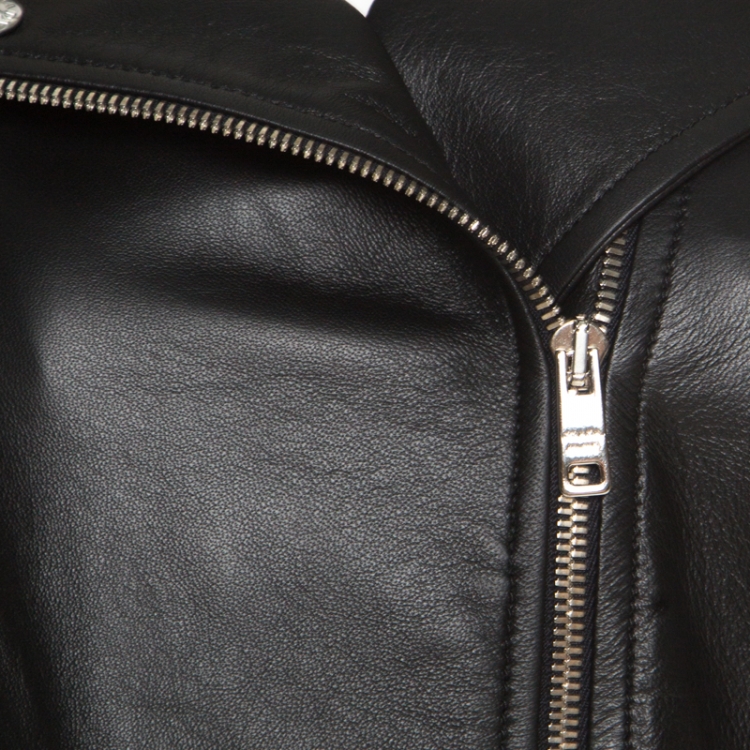 Pre Owned Prada Matte Black Nappa Leather Giacca Biker Jacket S