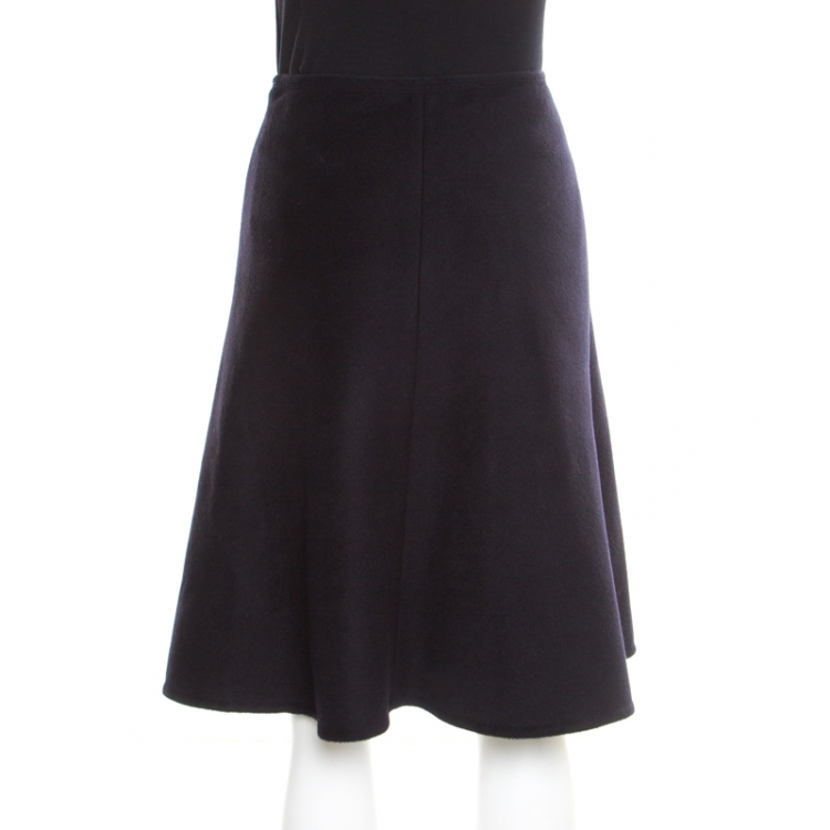 مملوكة مسبقًا Prada Black Angora Wool Midi Skirt S