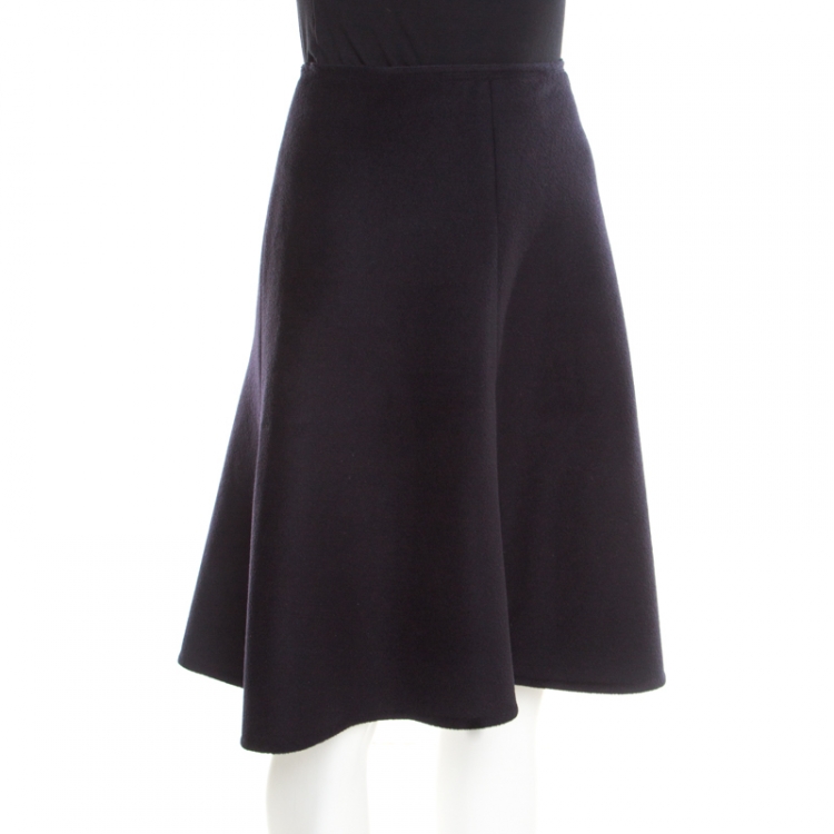 مملوكة مسبقًا Prada Black Angora Wool Midi Skirt S