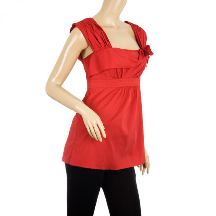 Pre Owned Prada Sleeveless Bow Top S