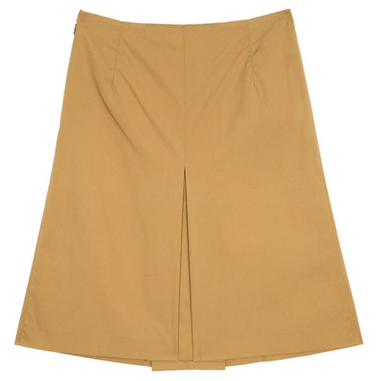 Pre Owned Prada Khaki Single Box Pleat Skirt S