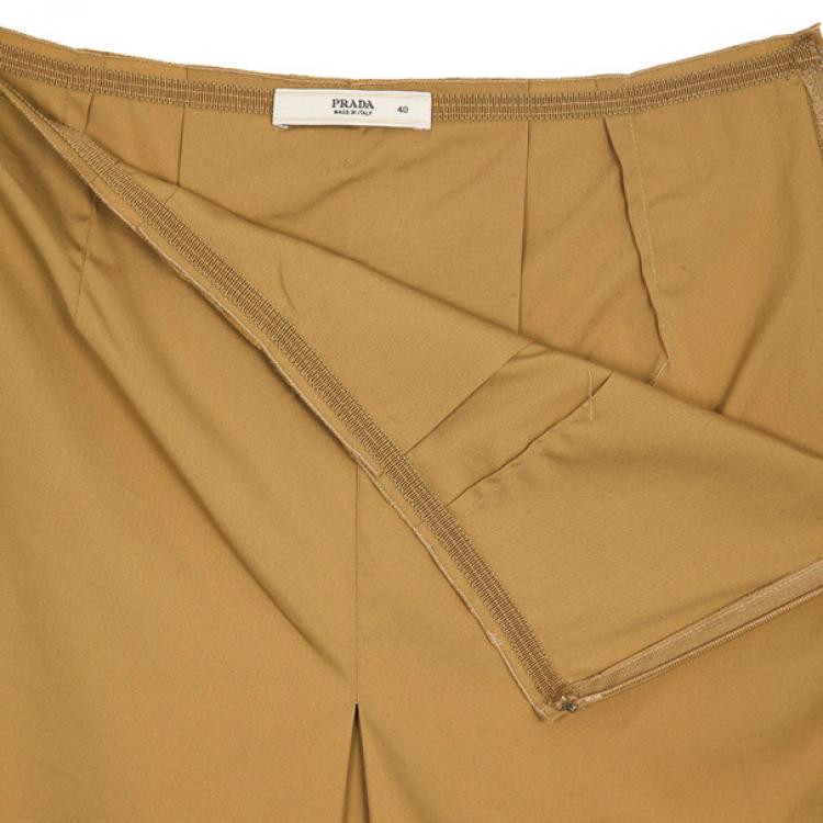 Pre Owned Prada Khaki Single Box Pleat Skirt S