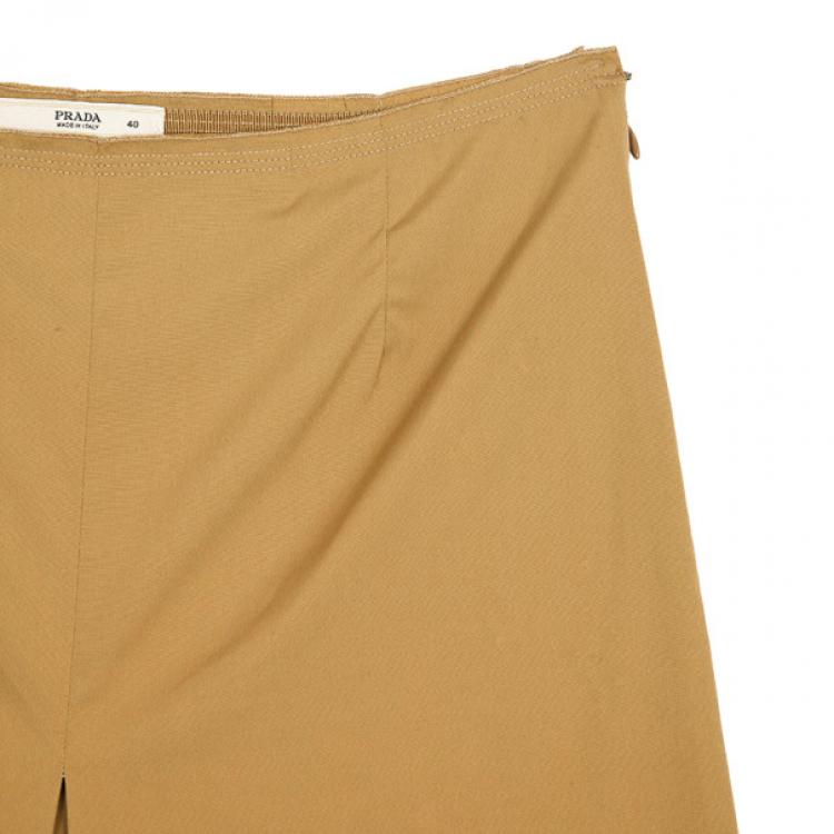 Pre Owned Prada Khaki Single Box Pleat Skirt S