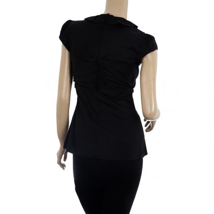 Pre Owned Prada Cotton Bow Top S