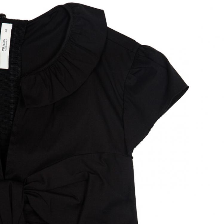 Pre Owned Prada Cotton Bow Top S