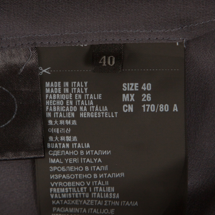 Pre Owned Prada Charcoal Grey Silk Crepe de Chine Ruffled Trim Sleeveless Top S