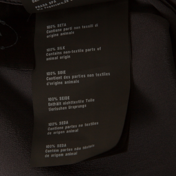 Pre Owned Prada Charcoal Grey Silk Crepe de Chine Ruffled Trim Sleeveless Top S