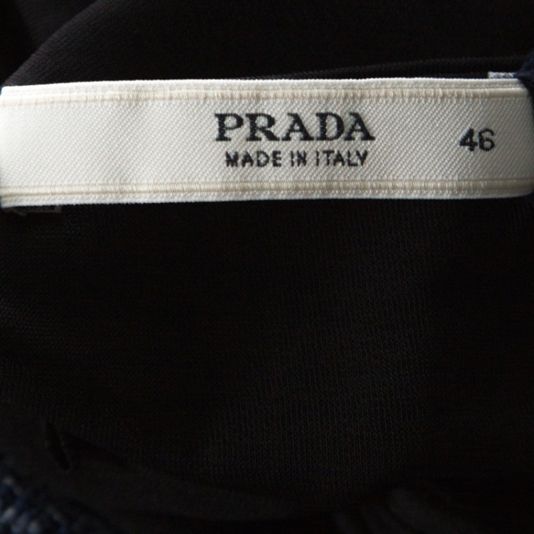 Pre Owned Prada Black Jersey Ruffle Front Camisole L 