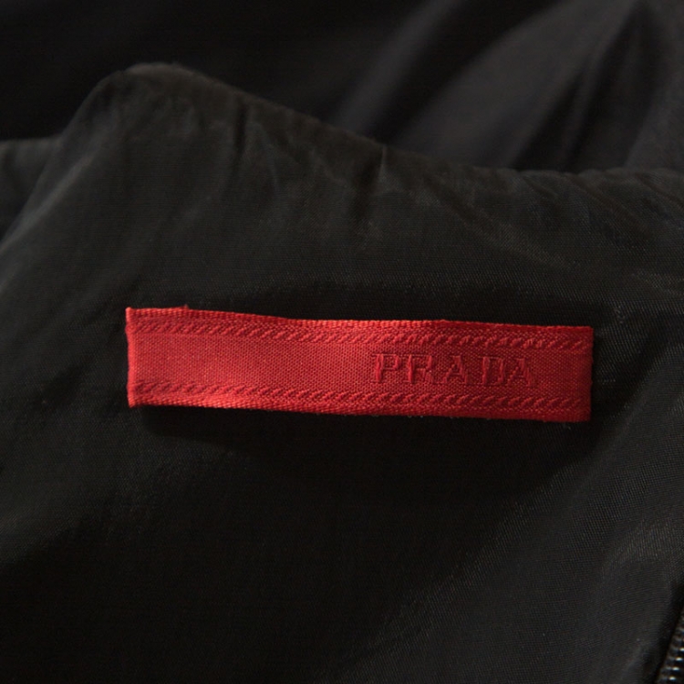 Pre Owned Prada Black Crepe Short Sleeve Dress S