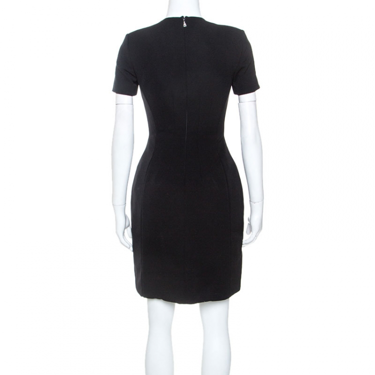 Pre Owned Prada Black Crepe Short Sleeve Dress S