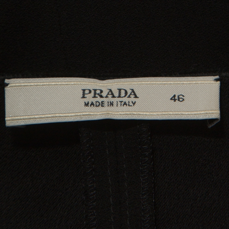 Pre Owned Prada Black Crepe Draped Detail Top L