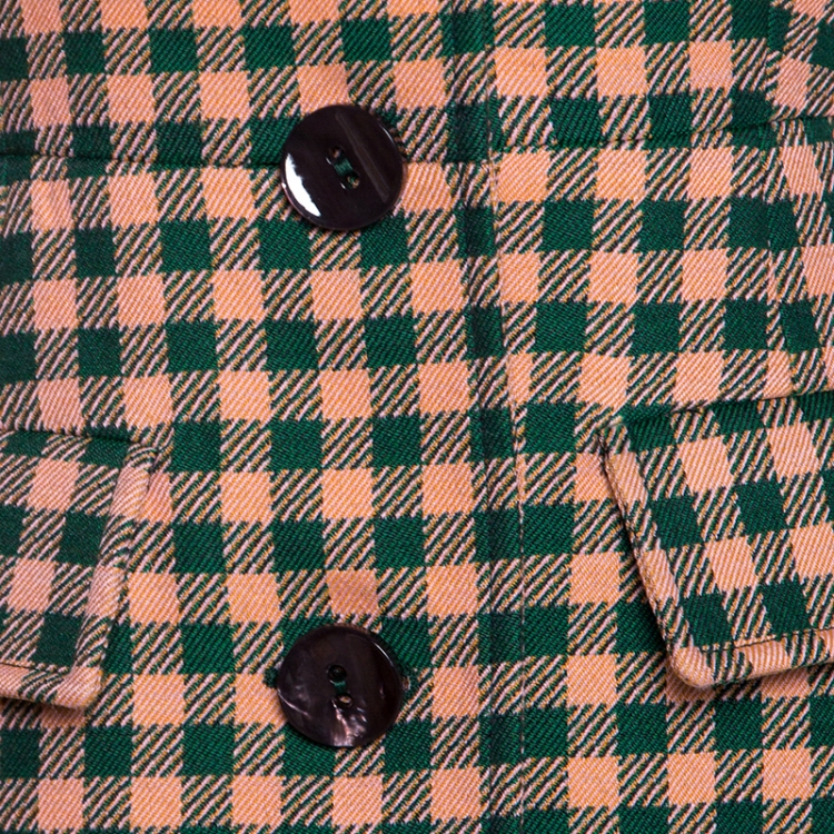 Pre Owned Prada Bicolor Checked Wool Exaggerated Sleeve Detail  Blazer S