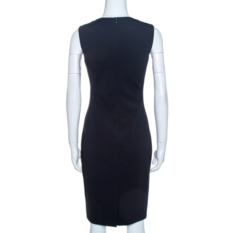 Pre Owned Prada Navy Blue Crepe Knit Sleeveless Sheath Dress M