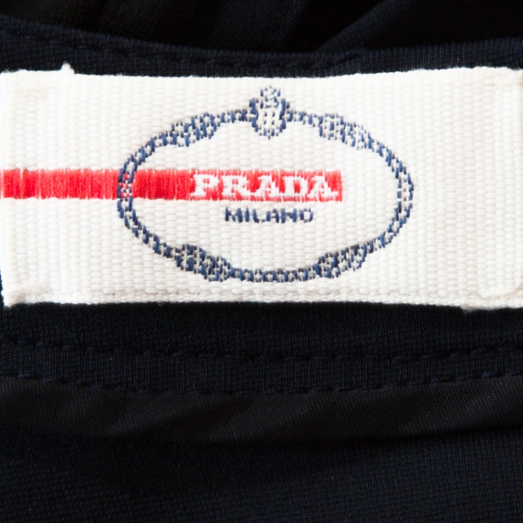 Pre Owned Prada Navy Blue Crepe Knit Sleeveless Sheath Dress M