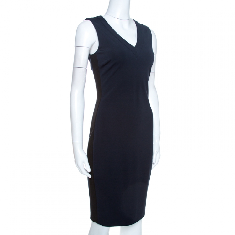 Pre Owned Prada Navy Blue Crepe Knit Sleeveless Sheath Dress M