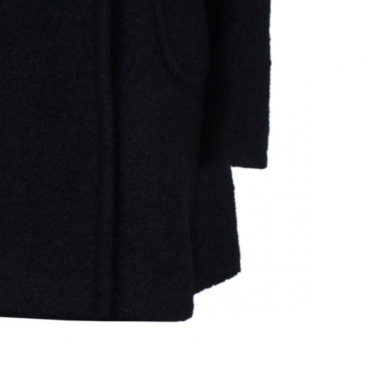 Pre Owned Prada Black Double Breasted Long Wool Coat S