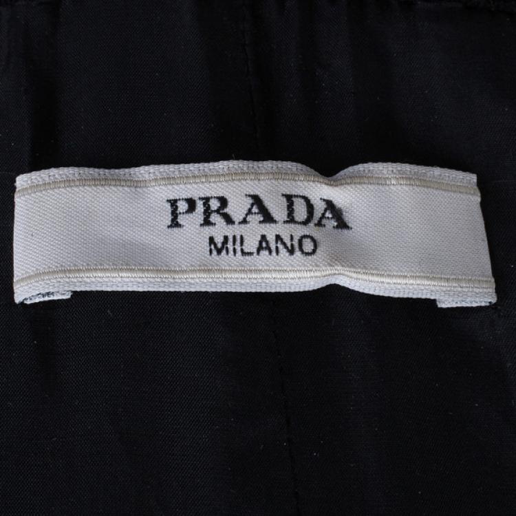 Pre Owned Prada Black Double Breasted Long Wool Coat S