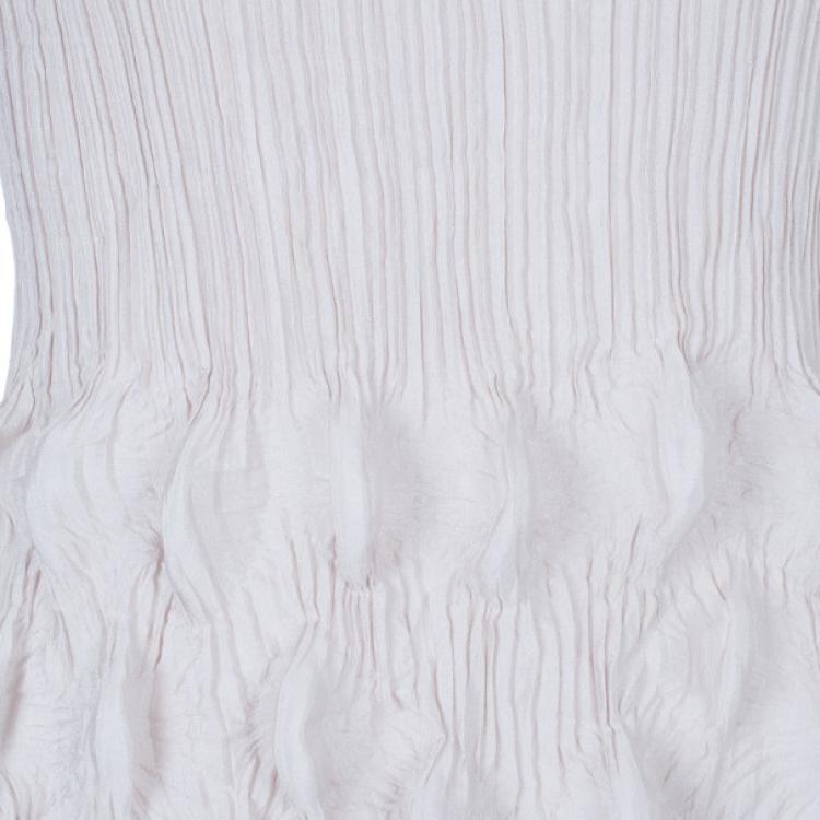 Pre Owned Prada Beige Textured Silk Dress L