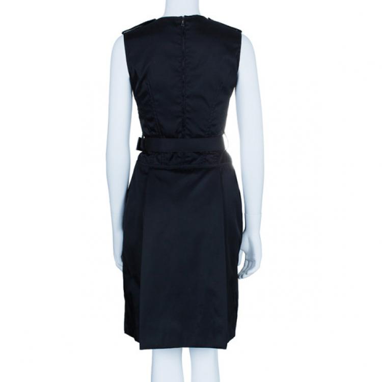 Pre Owned Prada Black Belted Shift Dress S