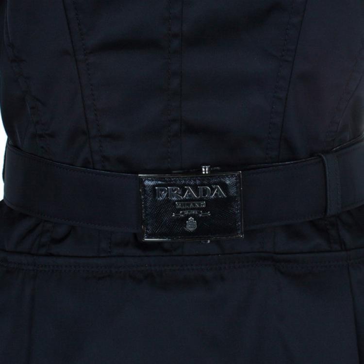 Pre Owned Prada Black Belted Shift Dress S
