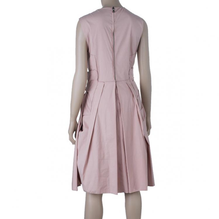 Pre Owned Prada Taffeta Pleated Knee-length Dress M