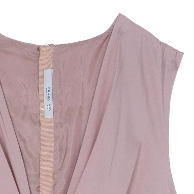 Pre Owned Prada Taffeta Pleated Knee-length Dress M