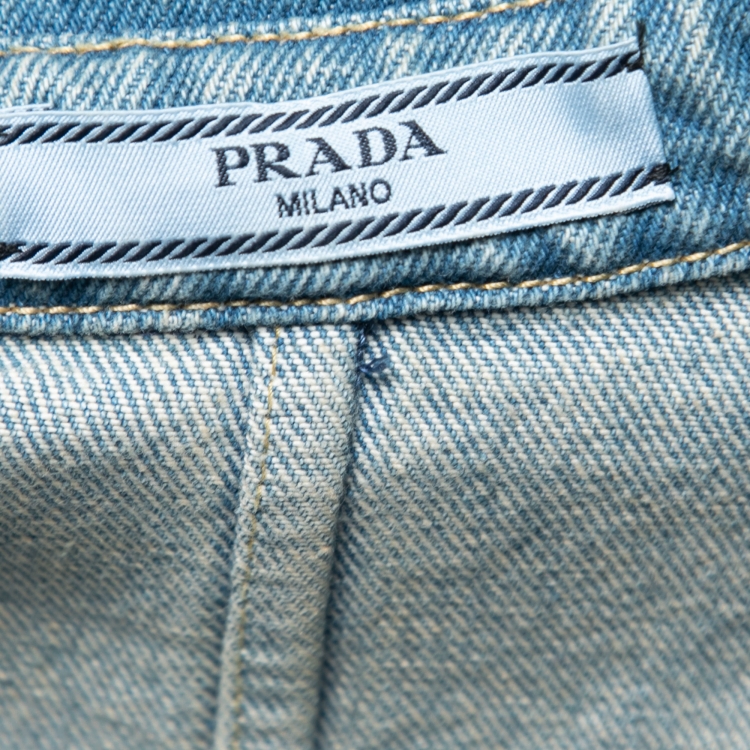 Pre Owned Prada Blue Washed Denim Playsuit M