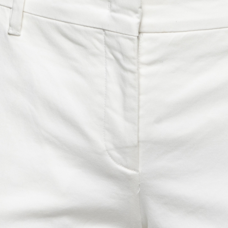 Pre Owned Prada White Cotton Flared Leg Pants L