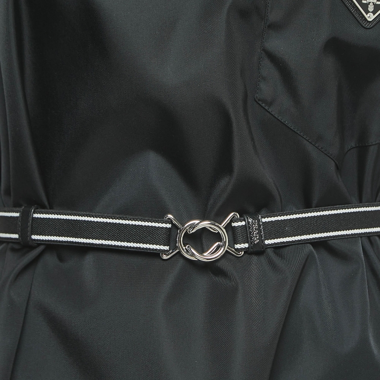 Pre Owned Prad Black Re-Nylon Sleeveless Belted Mini Dress M
