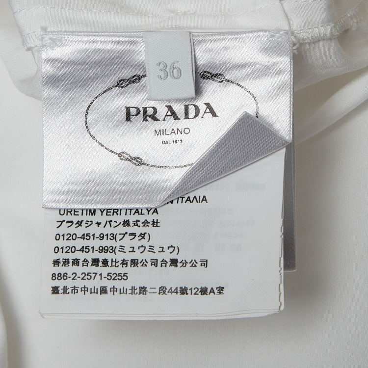 Pre Owned Prada White Cotton Poplin Belted Shirt Style Playsuit XS