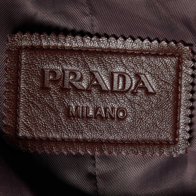 Pre Owned Prada Brown Leather Belted Trench Coat M