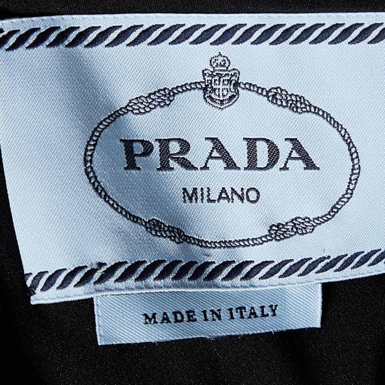 Pre Owned Prada Black Floral Embroidered Cotton & Silk Mini Dress M