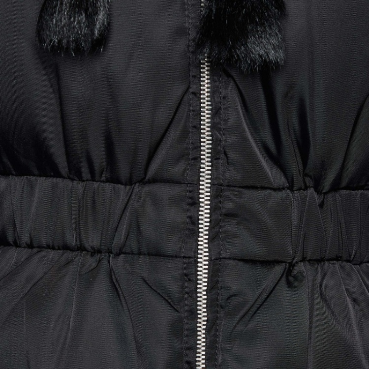 Pre Owned Prada Black Detachable Mink Fur Collar Synthetic Puffer Jacket M