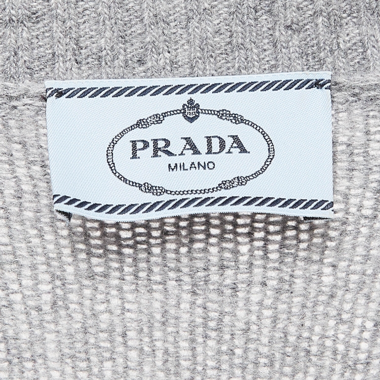 Pre Owned Prada Grey Wool Blend Button Front Cardigan S