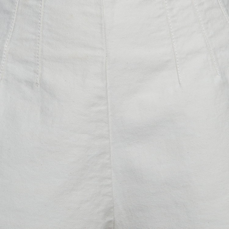 Pre Owned Prada White Denim Raw Edge Shorts M