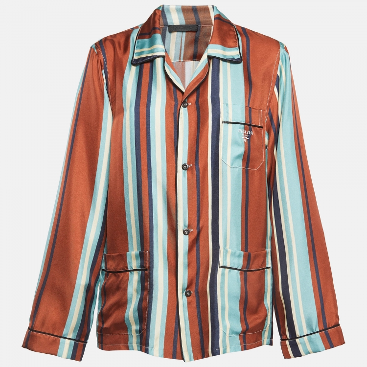 Pre Owned Prada Multicolor Striped Silk Shirt XS