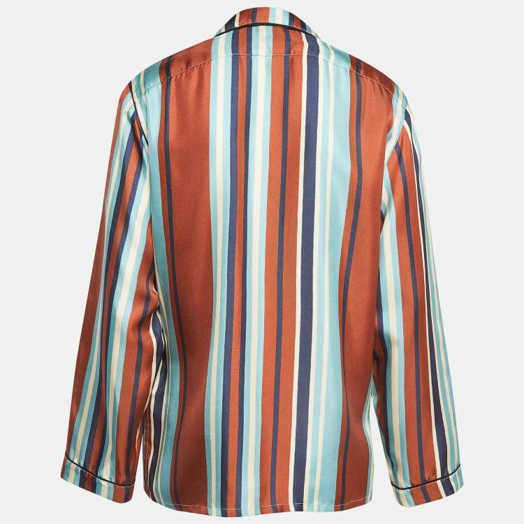 Pre Owned Prada Multicolor Striped Silk Shirt XS
