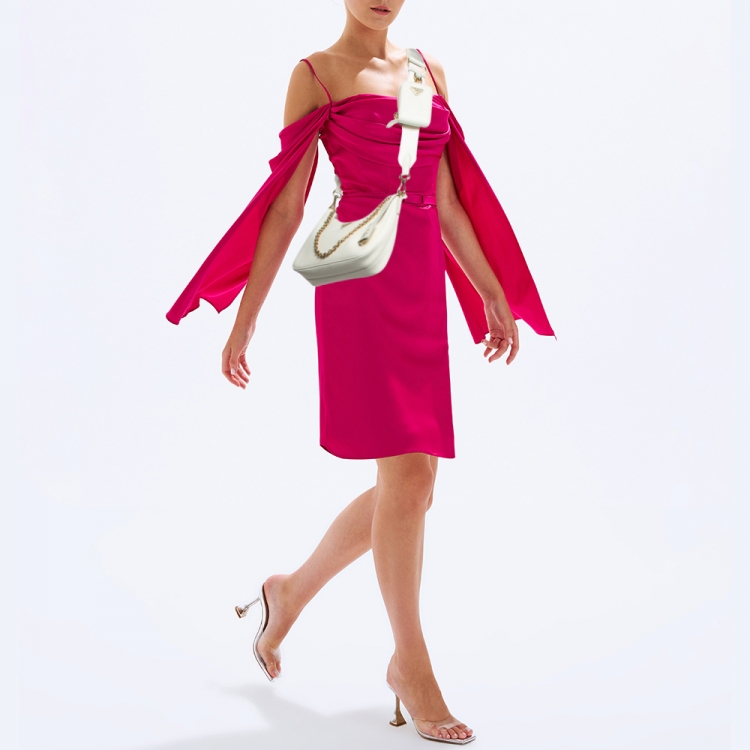 Pre Owned Prada Cream Saffiano Leather Re-Edition 2005 Baguette Bag