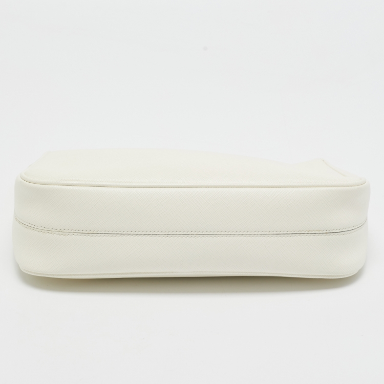 Pre Owned Prada Cream Saffiano Leather Re-Edition 2005 Baguette Bag
