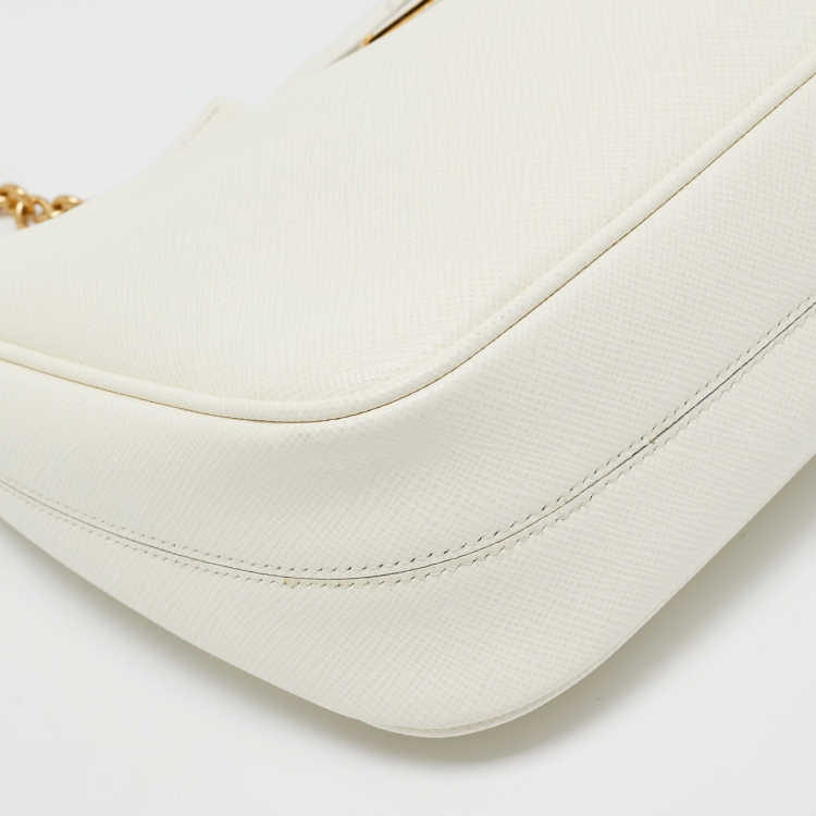 Pre Owned Prada Cream Saffiano Leather Re-Edition 2005 Baguette Bag