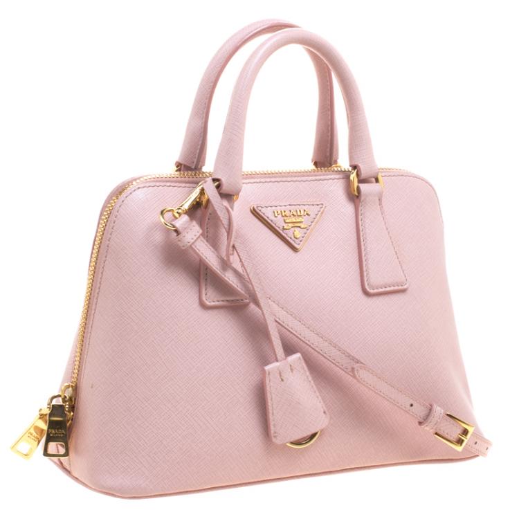 Pre Owned Prada Pastel Saffiano Lux Leather Small Promenade Top Handle Bag