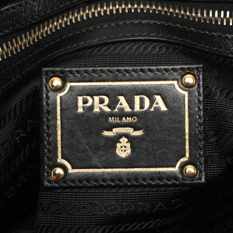 Pre Owned Prada Black Gaufre Nylon Satchel