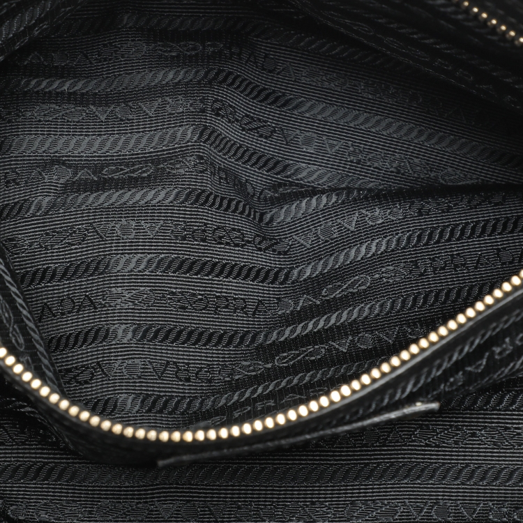 Pre Owned Prada Black Gaufre Nylon Satchel