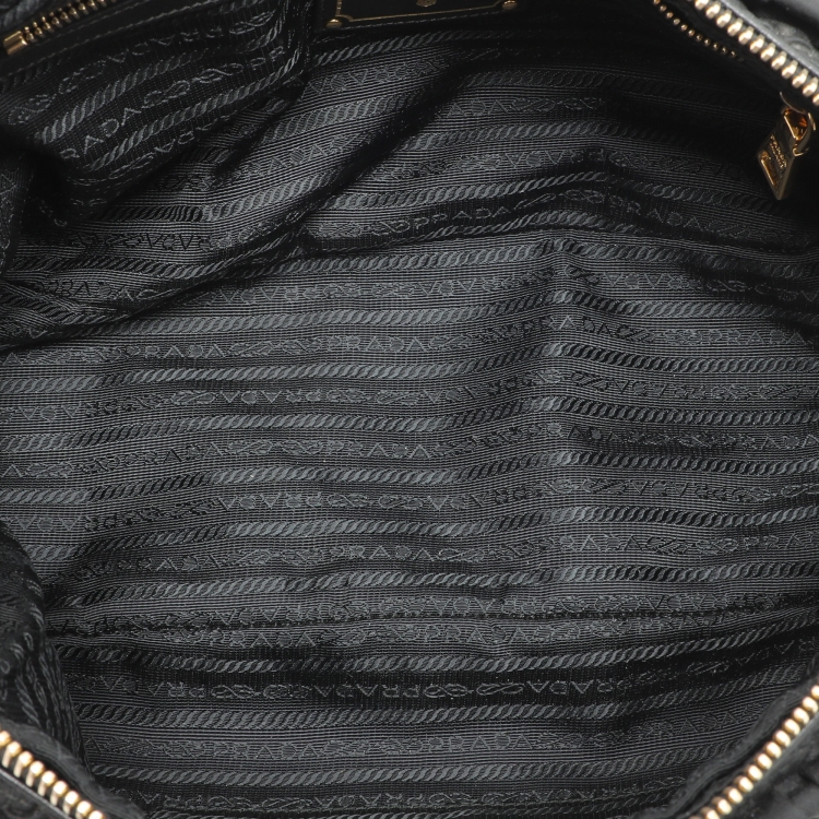 Pre Owned Prada Black Gaufre Nylon Satchel