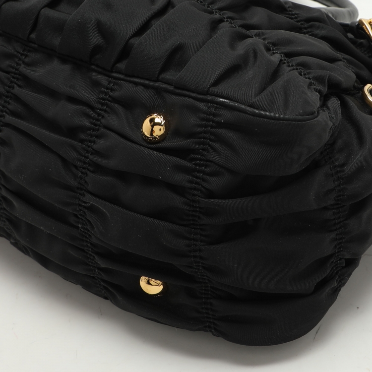 Pre Owned Prada Black Gaufre Nylon Satchel