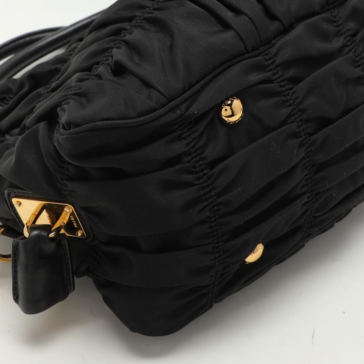 Pre Owned Prada Black Gaufre Nylon Satchel