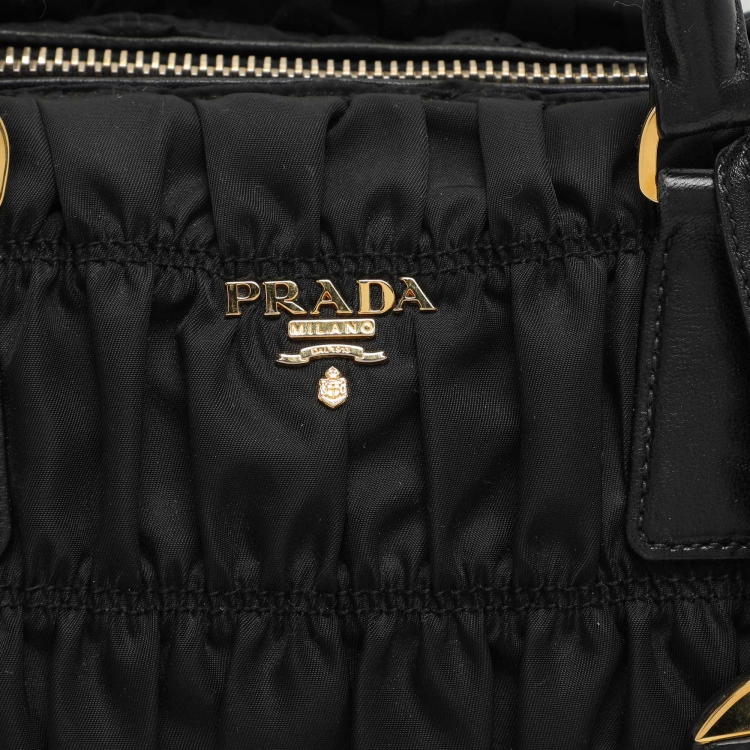 Pre Owned Prada Black Gaufre Nylon Satchel